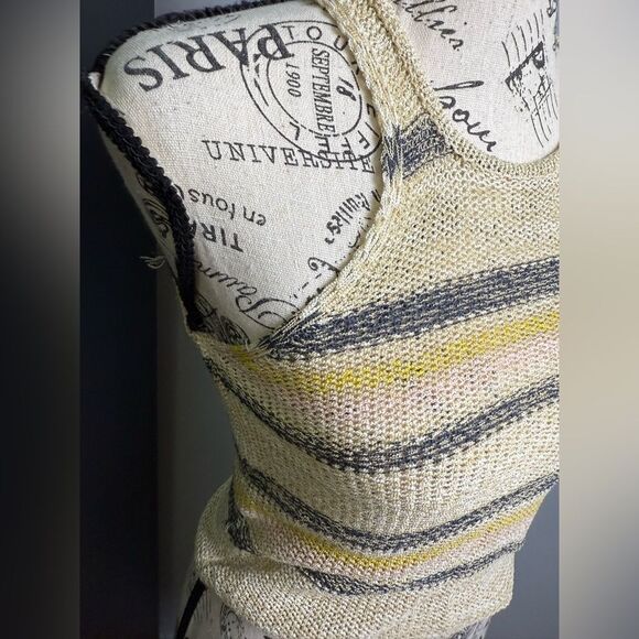 Line & Dot Summer Nights Sweater Tank Top Multi Stripe Beige Yellow S NWT - Picture 6 of 10